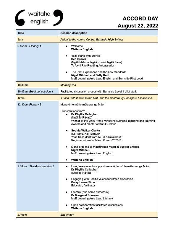 August 22 Accord Day programme